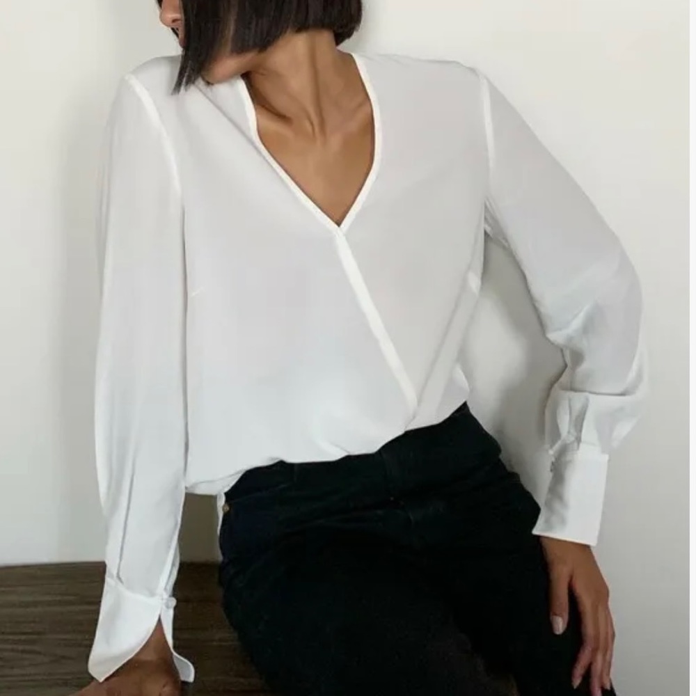 THAKOON Ivory Silk Wrap Blouse